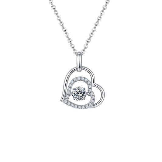 Moissanite Diamond 925 Sterling Silver Heart Necklace