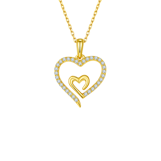 Moissanite Diamond 925 Sterling Silver Heart Pendant Necklace