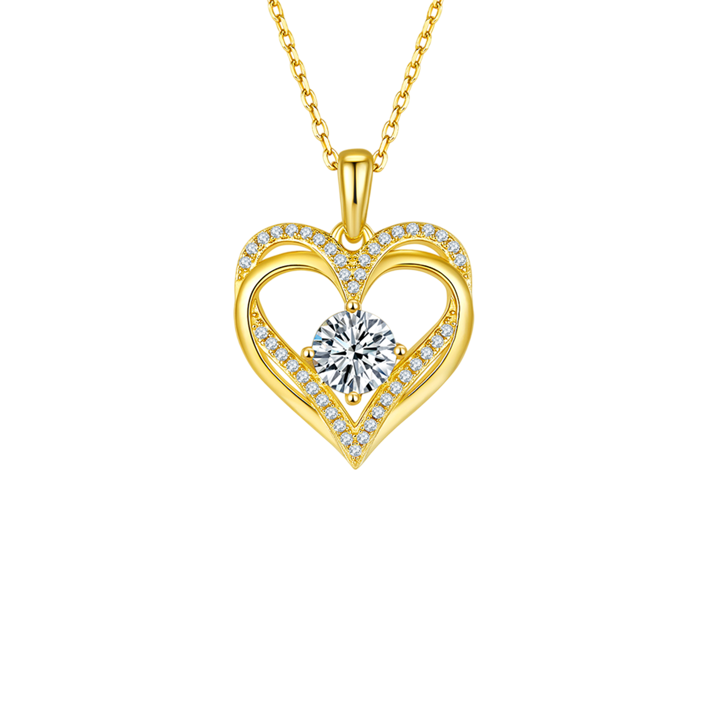 1.2 Carat Moissanite Diamond 925 Sterling Silver Heart Necklace