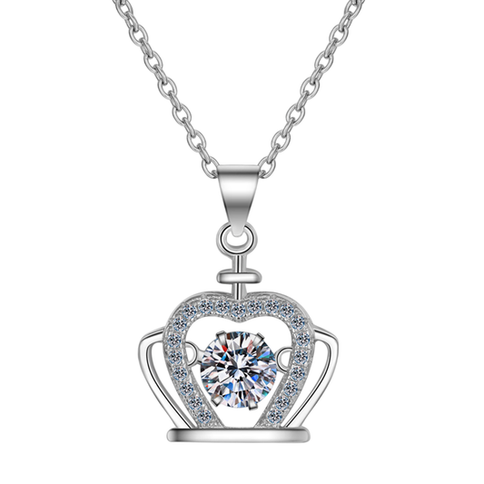 Moissanite Diamond Crown 925 Sterling Silver Necklace