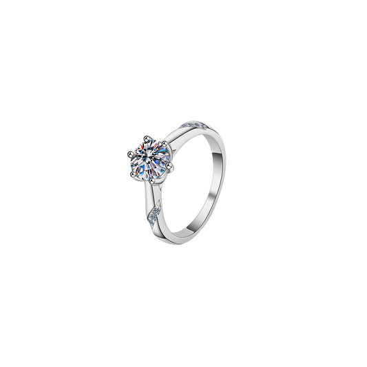 1 Carat Moissanite Diamond 925 Sterling Silver Promise Ring