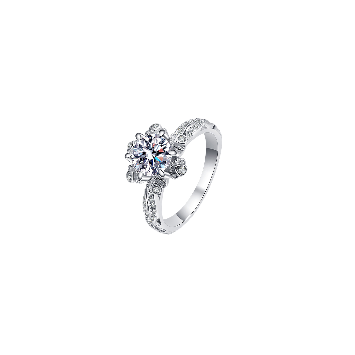 1 Carat Moissanite Diamond 925 Sterling Silver Solitaire Ring or Promise Ring