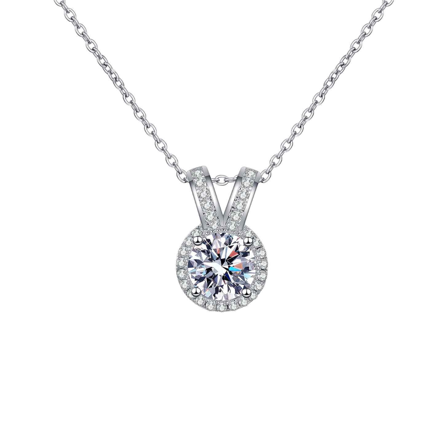 1 Carat Moissanite Diamond Rabbit Ears Shape Pendant Necklace