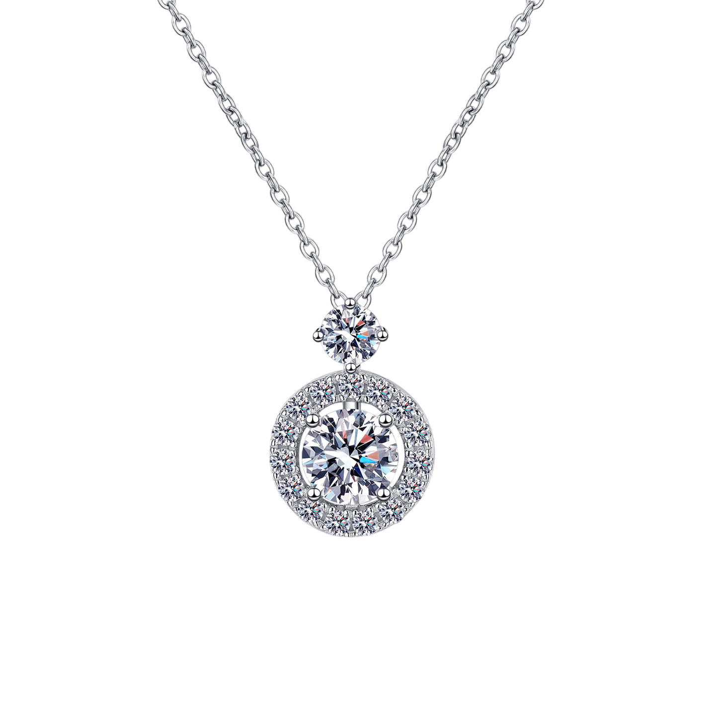 1 Carat Moissanite Diamond Sterling Silver Solitare Necklace