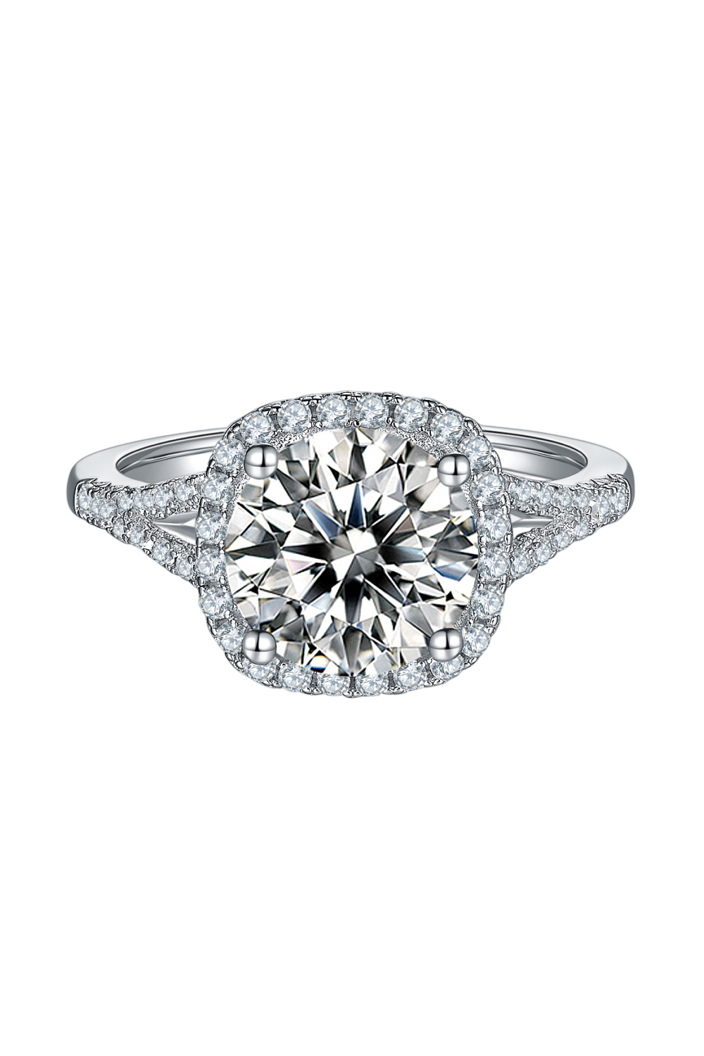 3 Carat Moissanite Diamomd .925 Sterling Silver Halo Ring