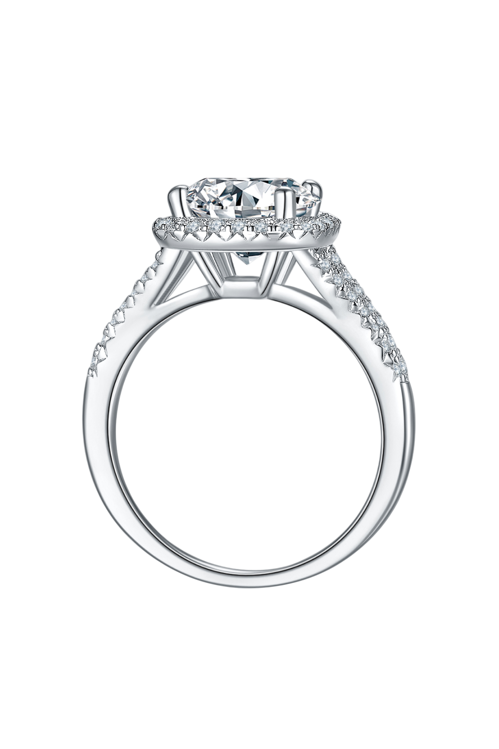 3 Carat Moissanite Diamomd .925 Sterling Silver Halo Ring