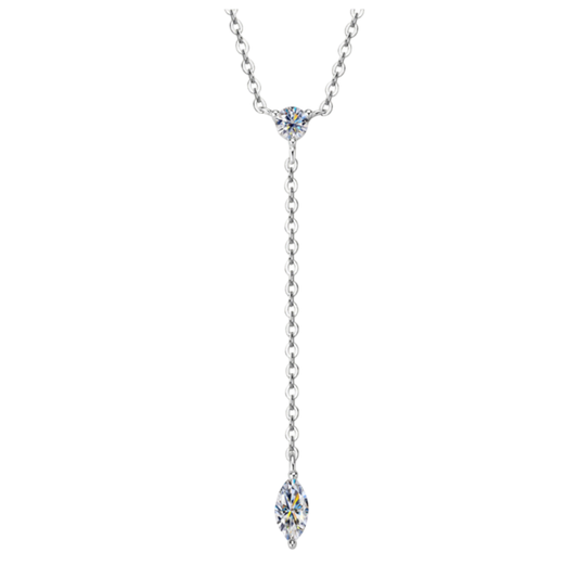 Moissanite Diamond 925 Sterling Silver Chain Solitaire Necklace