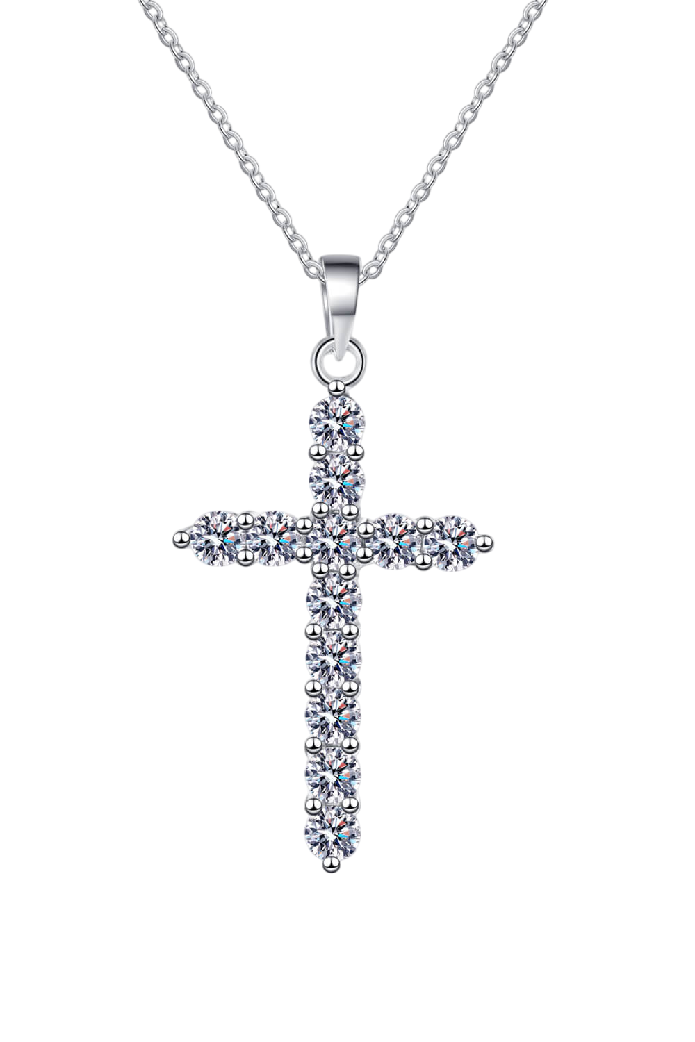 Adored 925 Sterling Silver Cross Moissanite Diamond Necklace