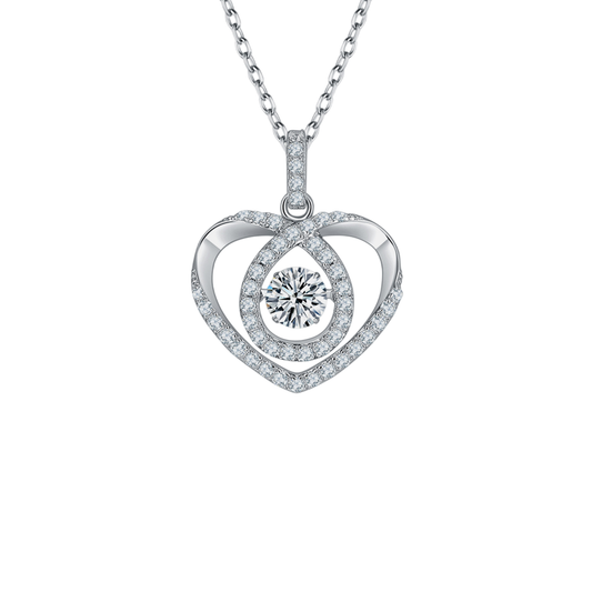 Moissanite Diamond 925 Sterling Silver Heart Shape Necklace