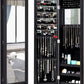 Jewelry Armoire Cabinet Wall Door Mounted with Full Length Mirror, Jewelry Organizer with Makeup Mirror, Ring Earring Slots, Necklace Hooks, Large Capacity Storage Jewelry Armoire (Black)