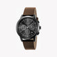 ESPRIT MEN'S TIMEPIECE - ELEGANT BROWN LEATHER & BLACK DIAL STAINLESS STEEL WATCH-0