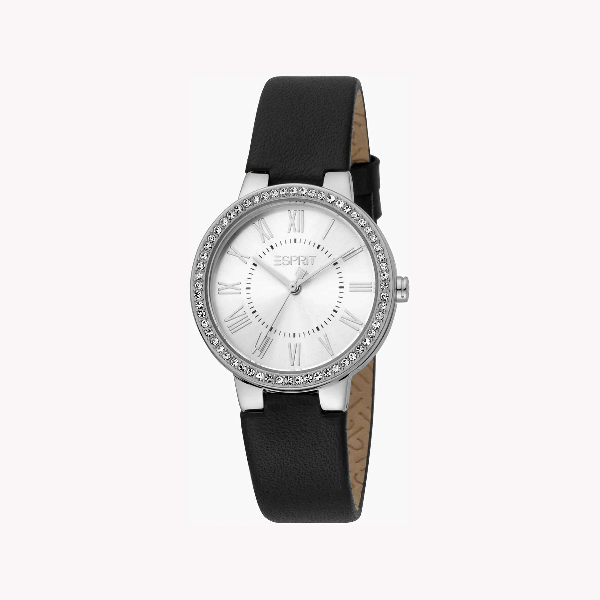 ESPRIT Women's Watch with Silver Stainless Steel Case and Black Leather Band-0