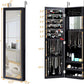 Jewelry Armoire Cabinet Wall Door Mounted with Full Length Mirror, Jewelry Organizer with Makeup Mirror, Ring Earring Slots, Necklace Hooks, Large Capacity Storage Jewelry Armoire (Black)