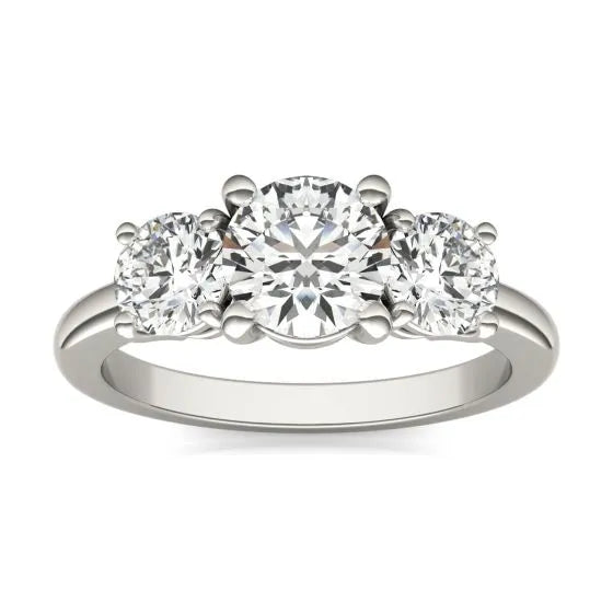 2 CTW AGI Certified Lab Grown Diamond (G-VS) Three Stone Engagement Ring in Choice of 14K Yellow or 14k White Gold-1