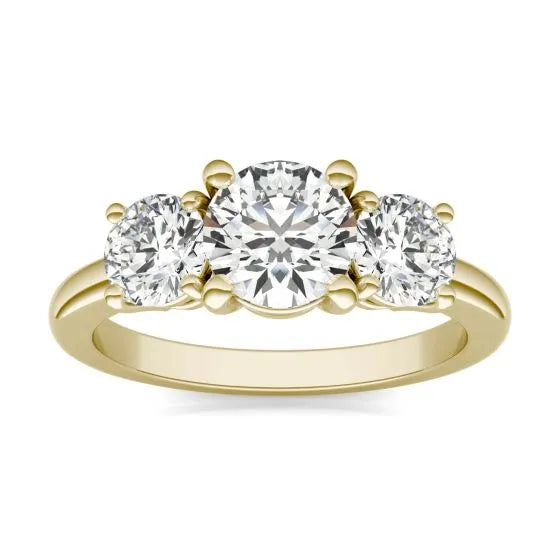 2 CTW AGI Certified Lab Grown Diamond (G-VS) Three Stone Engagement Ring in Choice of 14K Yellow or 14k White Gold-0