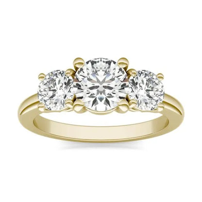 2 CTW AGI Certified Lab Grown Diamond (G-VS) Three Stone Engagement Ring in Choice of 14K Yellow or 14k White Gold-0