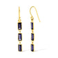 18K Yellow Gold 8x3 MM Bezel Set Purple Baguette Iolite Stiletto 1 1/2 Inch" Dangle Earrings