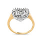 10K Yellow Gold 1/4 Cttw Round and Baguette cut Diamond Heart Shape Ballerina Ring (H-I Color, I1-I2 Clarity)-1