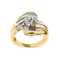 10K Yellow Gold 1/2 Cttw Diamond Pear Cluster and Swirl Ring (H-I Color, I1-I2 Clarity)-1