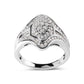 14K White Gold 3/4 Cttw Round and Baguette cut Diamond Cluster Ring (H-I Color, I1-I2 Clarity)-1