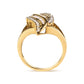 10K Yellow Gold 1/2 Cttw Round and Baguette Cut Diamond Cocktail Ring (H-I Color, I1-I2 Clarity)-1