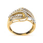 10K Yellow Gold 1/2 Cttw Round and Baguette cut Diamond Open Space Bypass Ring (H-I Color, SI2-I1 Clarity)-1