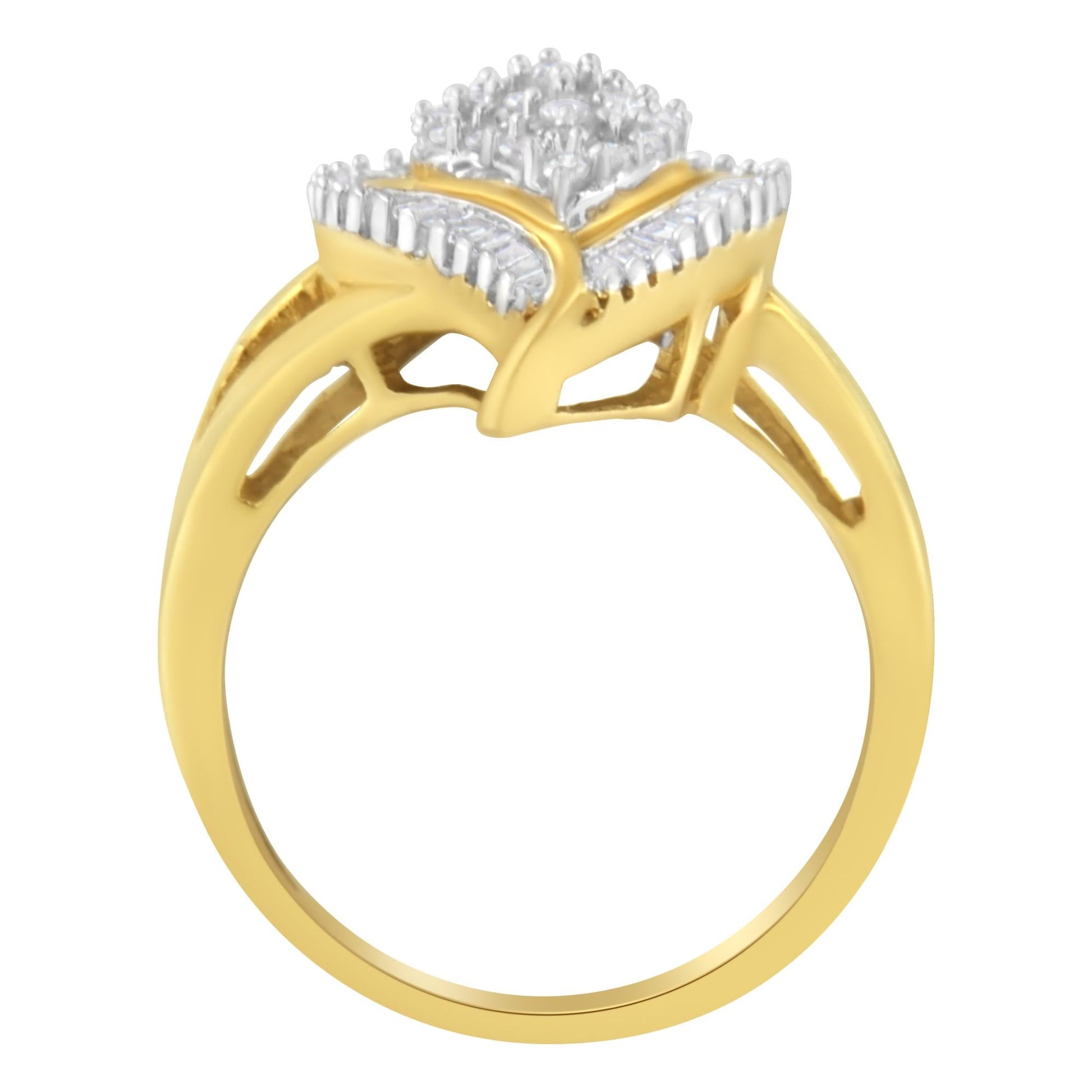 10K Yellow Gold Diamond Cluster Ring (1/2 Cttw, I-J Color, I1-I2 Clarity)-1