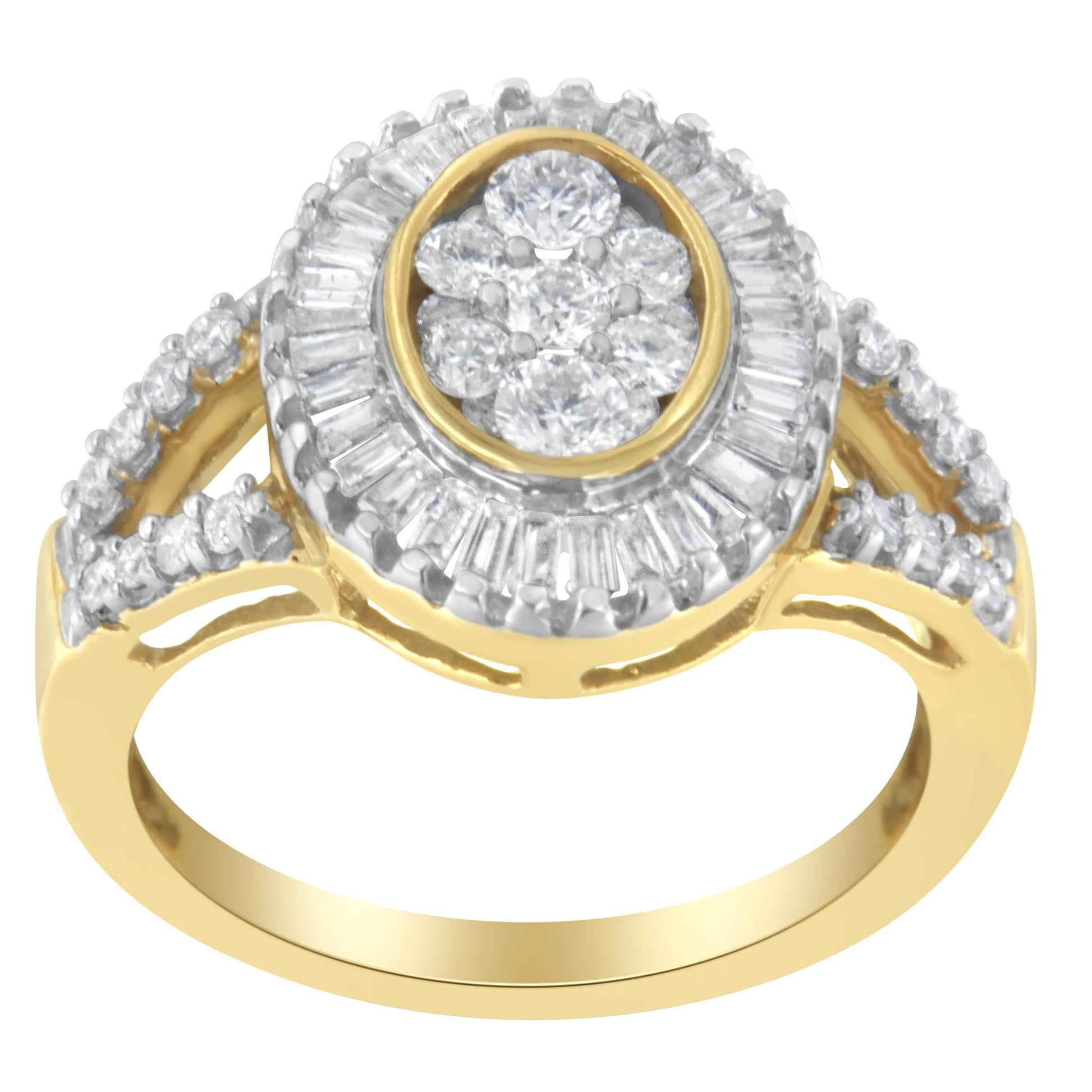 10kt Yellow Gold Diamond Cocktail Ring (1 cttw, H-I Color, SI2-I1 Clarity)-1