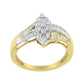 10K Yellow and White Gold 1/2 Cttw Diamond Marquise Shaped Cluster Split Shank Ring (H-I Color, SI2-I1 Clarity)-1