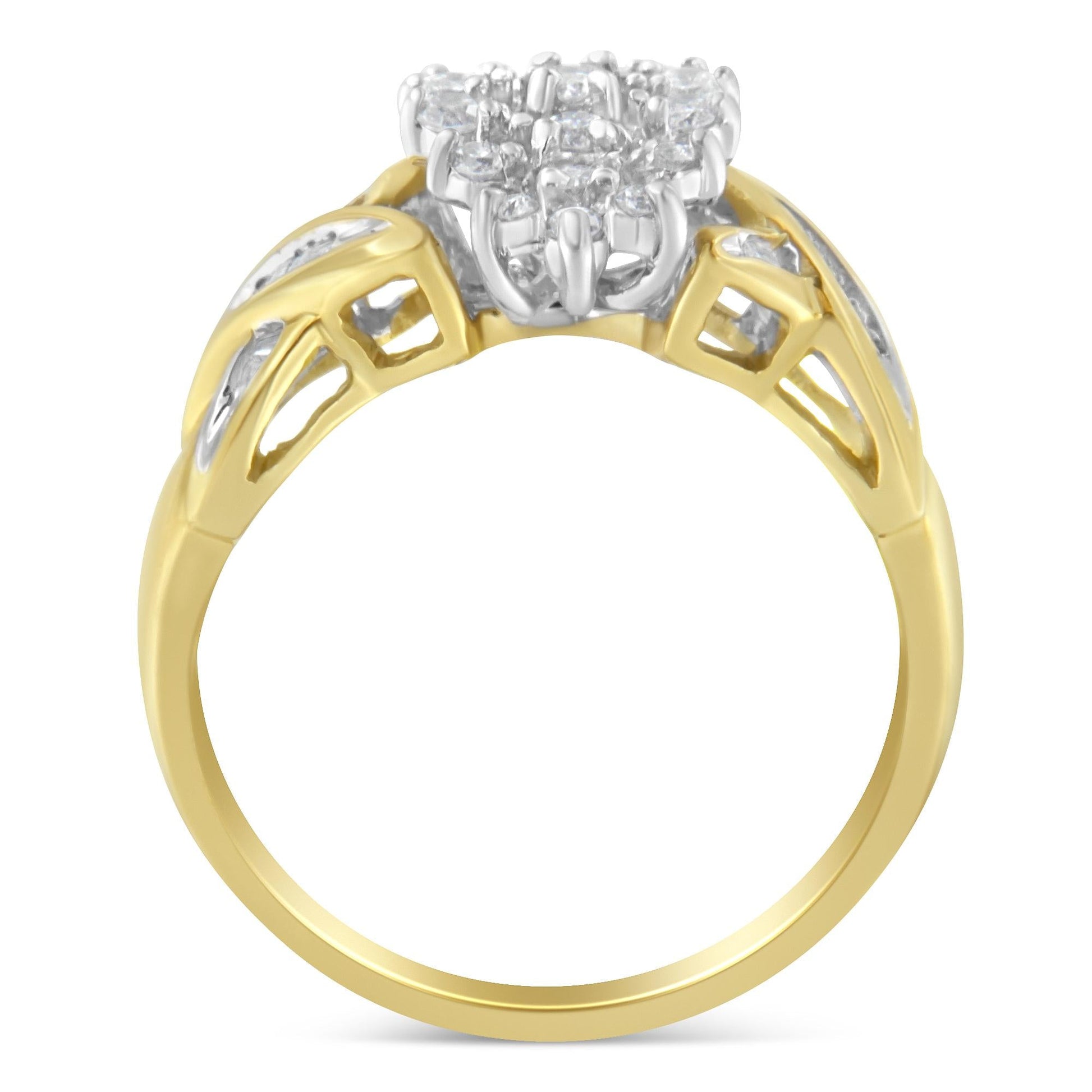 10K Yellow Gold Round And Baguette-Cut Diamond Ring (1/2 Cttw, H-I Color, I1-I2 Clarity)-1