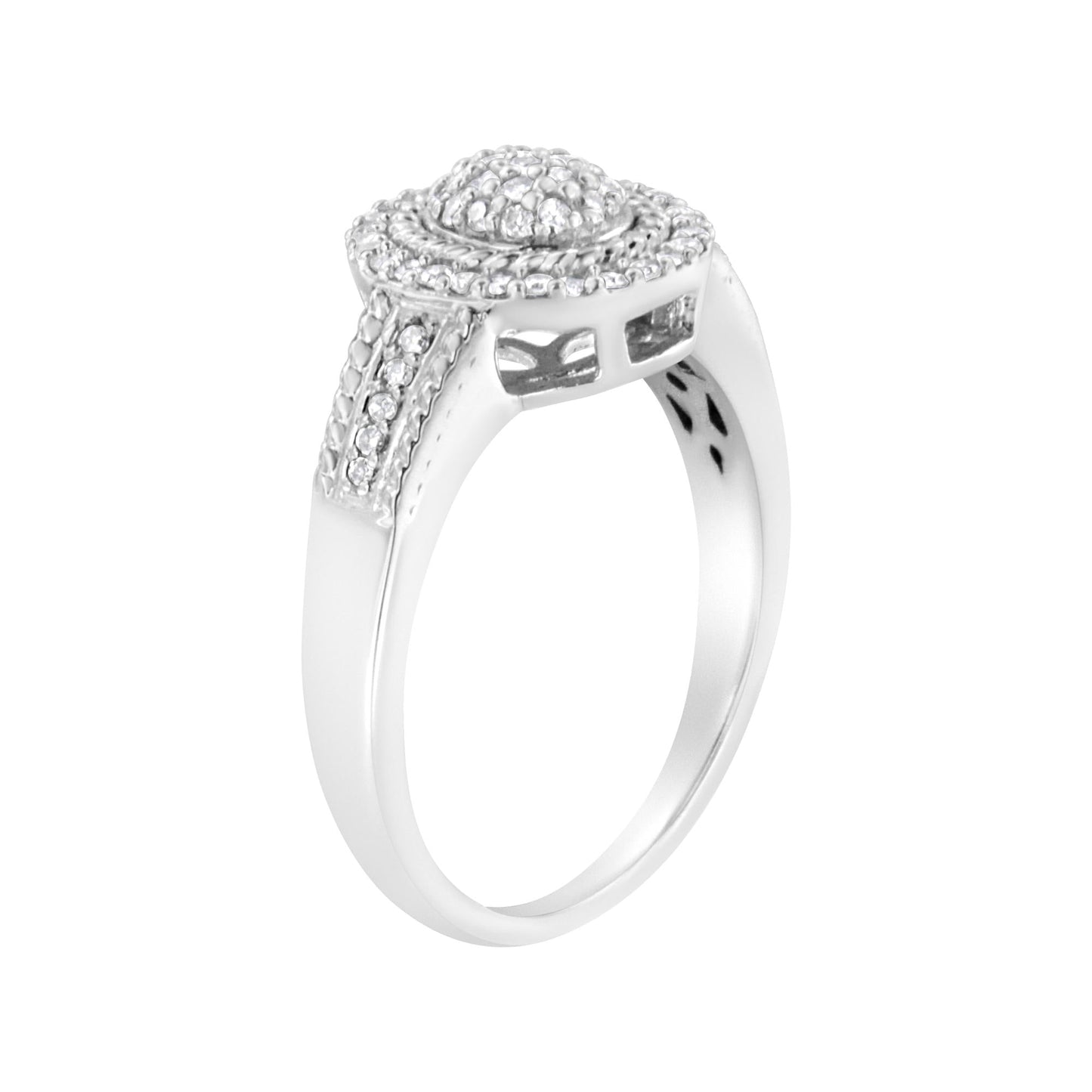 .925 Sterling Silver 1/3 Cttw Pave Set Round-Cut Diamond Braided Halo Cocktail Ring (I-J Color, I2-I3 Clarity)-1