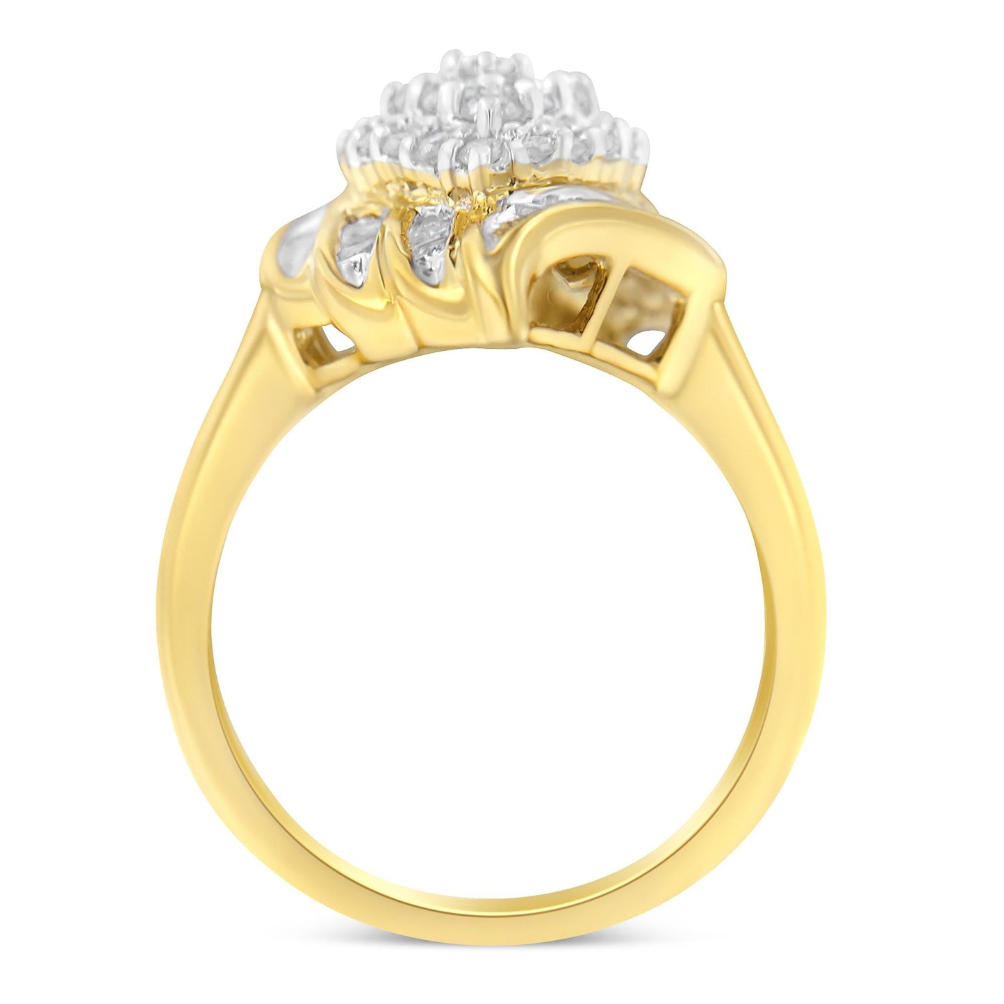 10K Yellow Gold Plated .925 Sterling Silver Diamond Cocktail Ring (3/4 Cttw, I-J Color, I2-I3 Clarity)-1