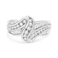 10K White Gold Ring 3/4 Cttw Round-Cut Diamond Bypass Ring (H-I Color, I2-I3 Clarity)-1