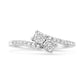 10K White Gold 1/4 Cttw Miracle Set Round Cut Diamond Two-Stone Ring (H-I Color, I2 Clarity)-1