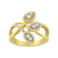 10K Yellow Gold 1/2 Cttw Round-Cut Diamond Layered Crossover Triple Leaf Bypass Ring (I-J Color, I1-I2 Clarity)-1