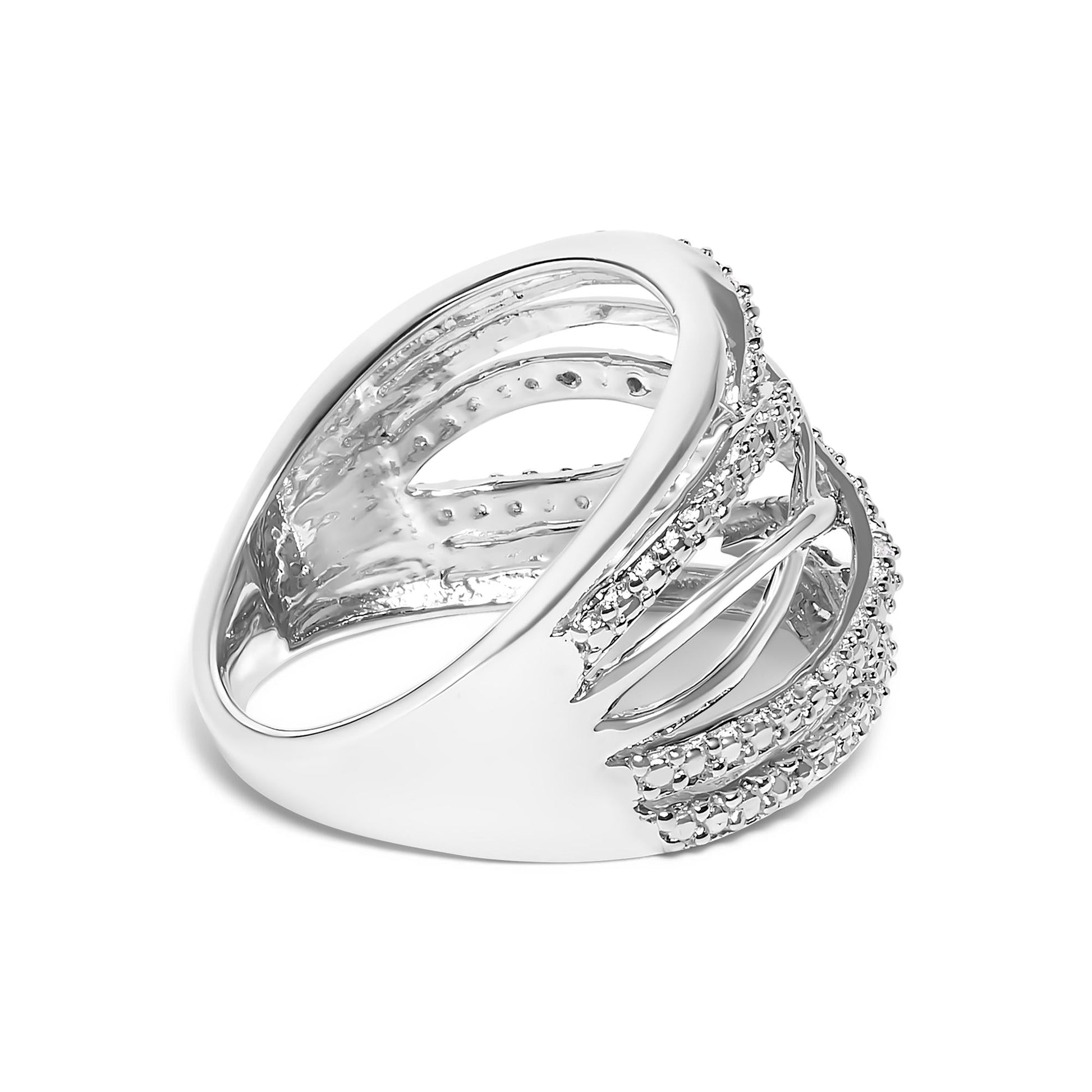 .925 Sterling Silver Diamond Accent Crossover Ring (I-J Color, I2-I3 Clarity)-4