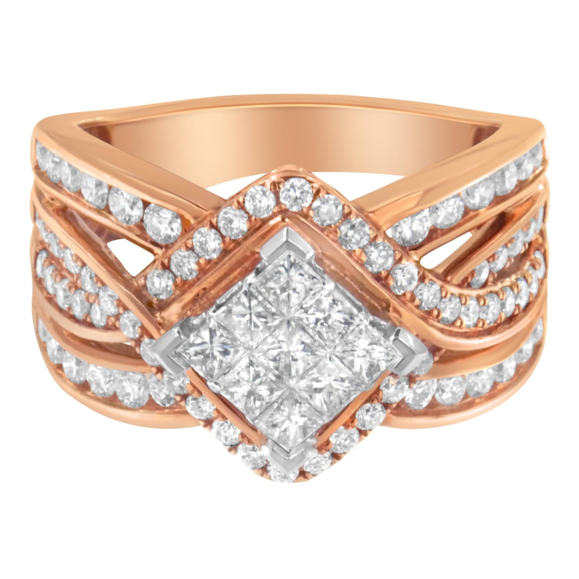 Two-Tone 10KT Gold Diamond Bypass Cocktail Ring (1 1/2 cttw, H-I Color, I1-I2 Clarity)-1