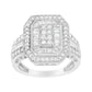 .925 Sterling Silver Round and Baguette Diamond Cathedral Ring (0.75 Cttw, H-I Color, I2-I3 Clarity)-1