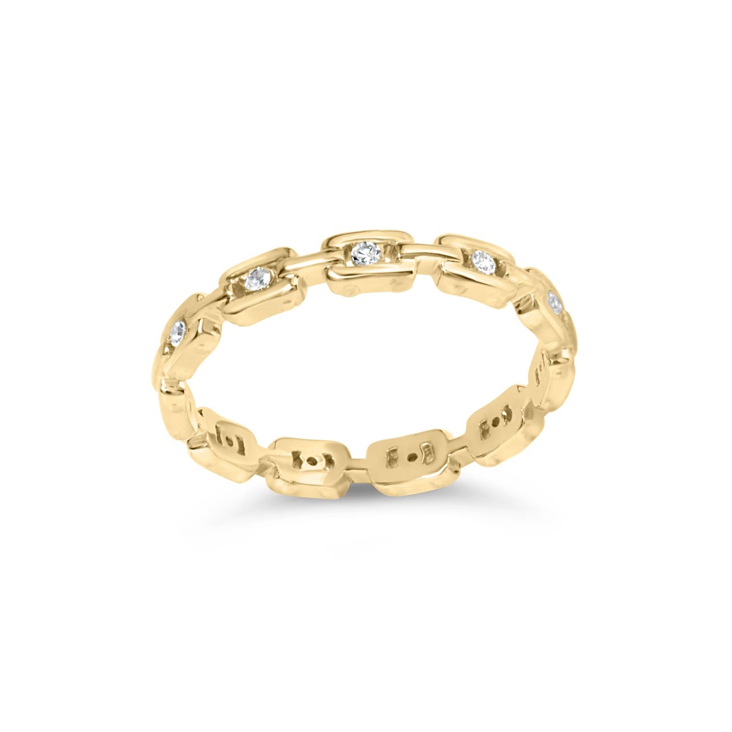 10K Yellow Gold 1/10 Cttw Paperclip Style Link Band Ring (H-I Color, I1-I2 Clarity)-1