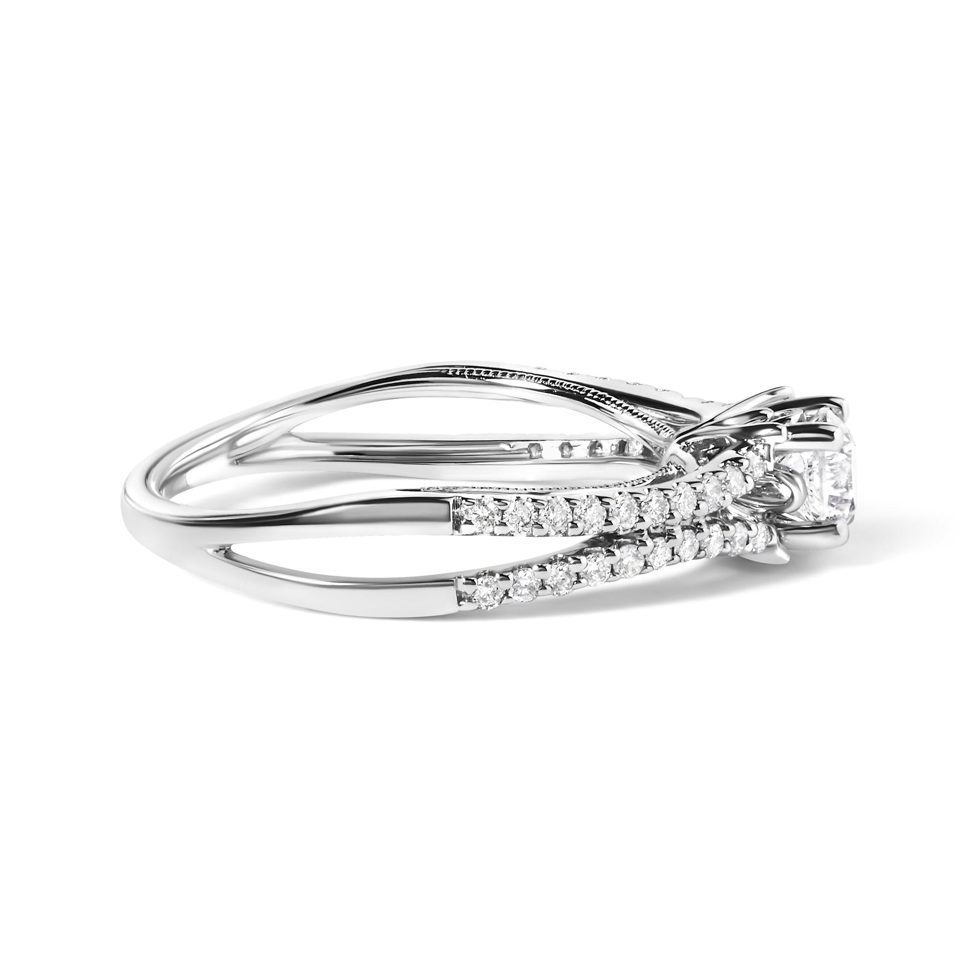 14K White Gold 5/8 Cttw Diamond Split Shank Engagement Ring  (G-H Color, VS2-SI1 Clarity) - Size 7-1