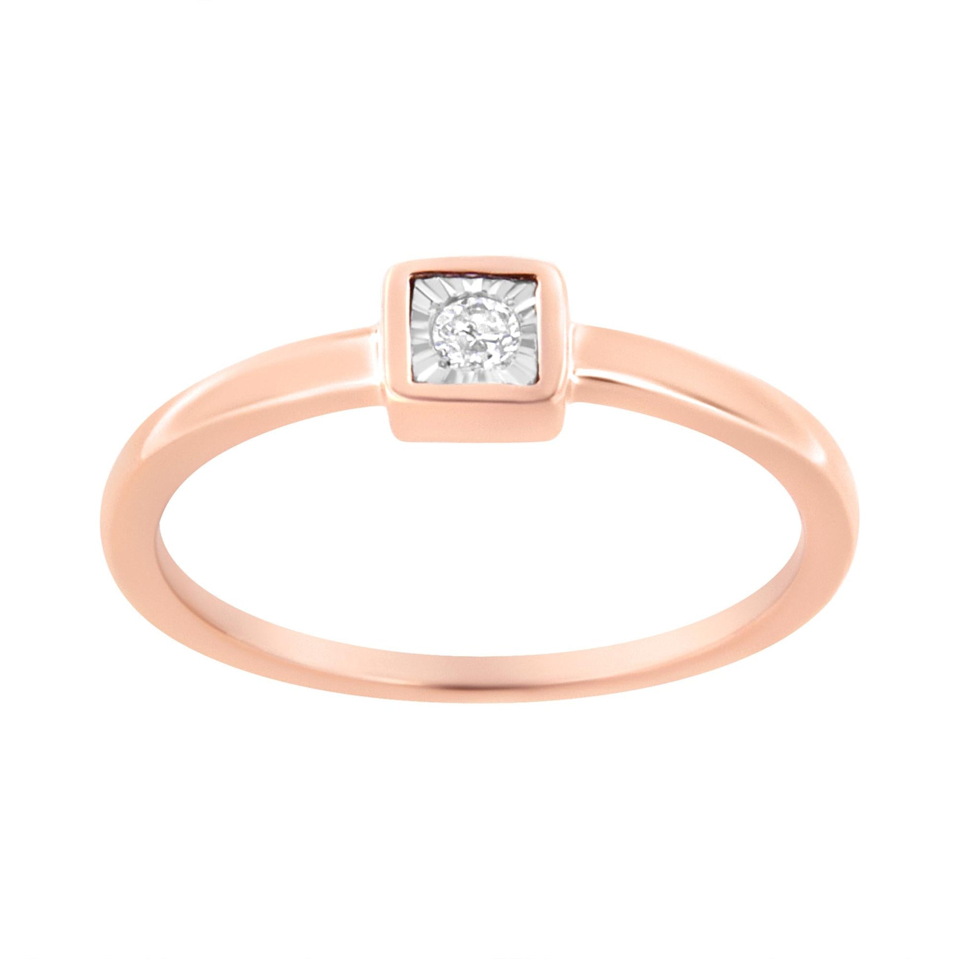 14K Rose Gold Plated .925 Sterling Silver 1/20 cttw Miracle Set Diamond Promise Ring (J-K Color, I1-I2 Clarity)-1