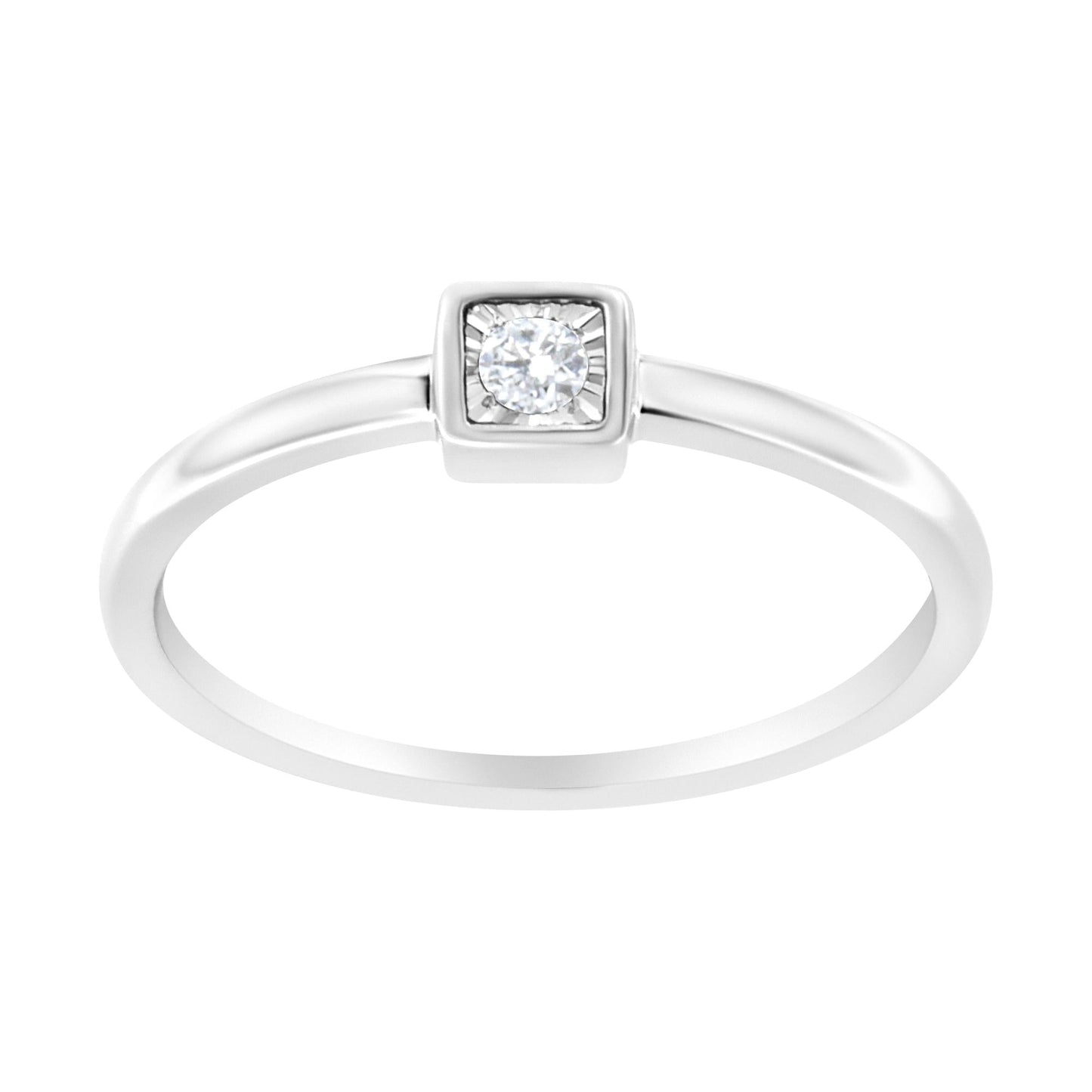 .925 Sterling Silver Miracle-Set Diamond Accent Cushion Shaped Promise Ring (J-K Color, I1-I2 Clarity)-1