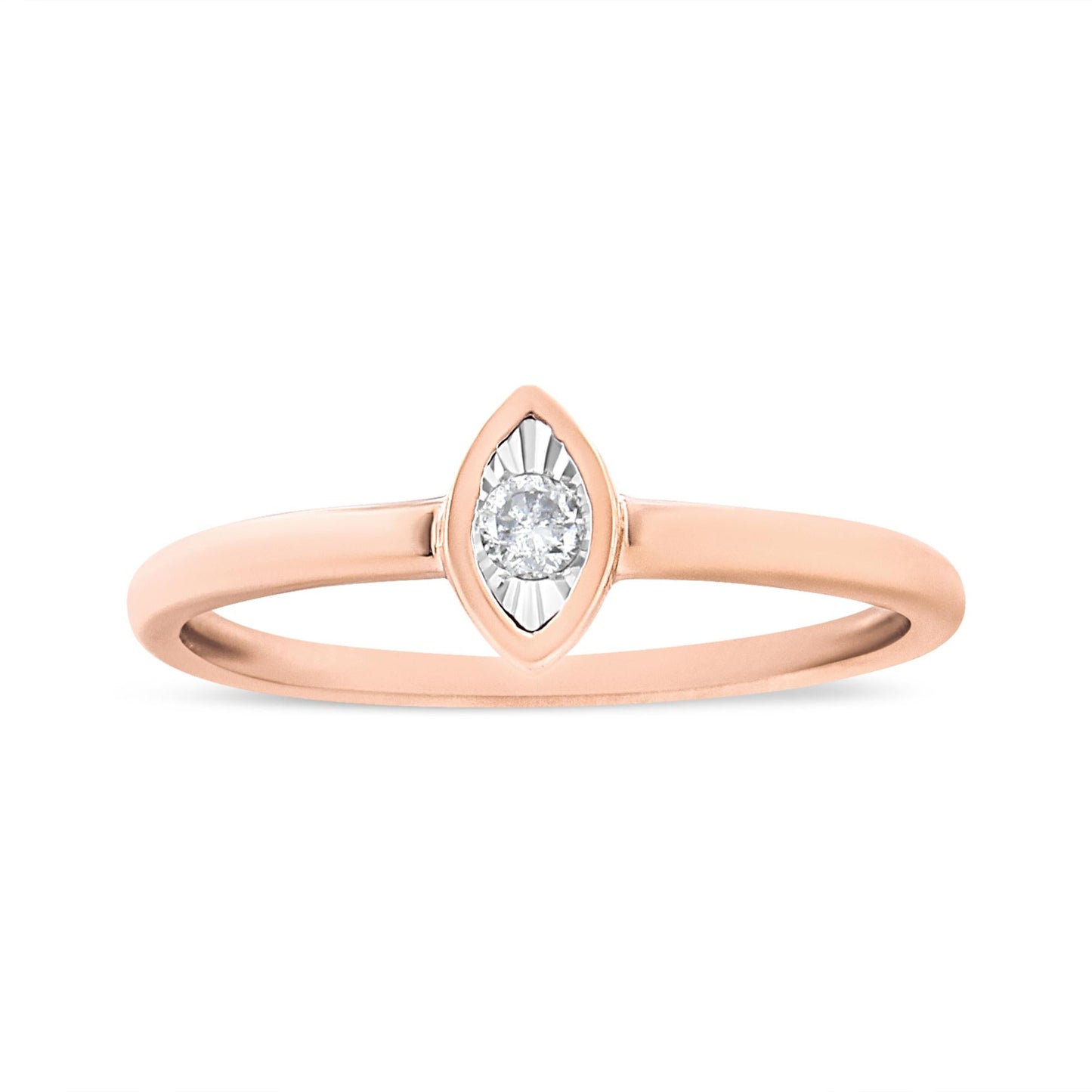 14K Rose Gold Plated .925 Sterling Silver Miracle Set Diamond Accent Pear Shape Promise Ring (J-K Color, I1-I2 Clarity)-1