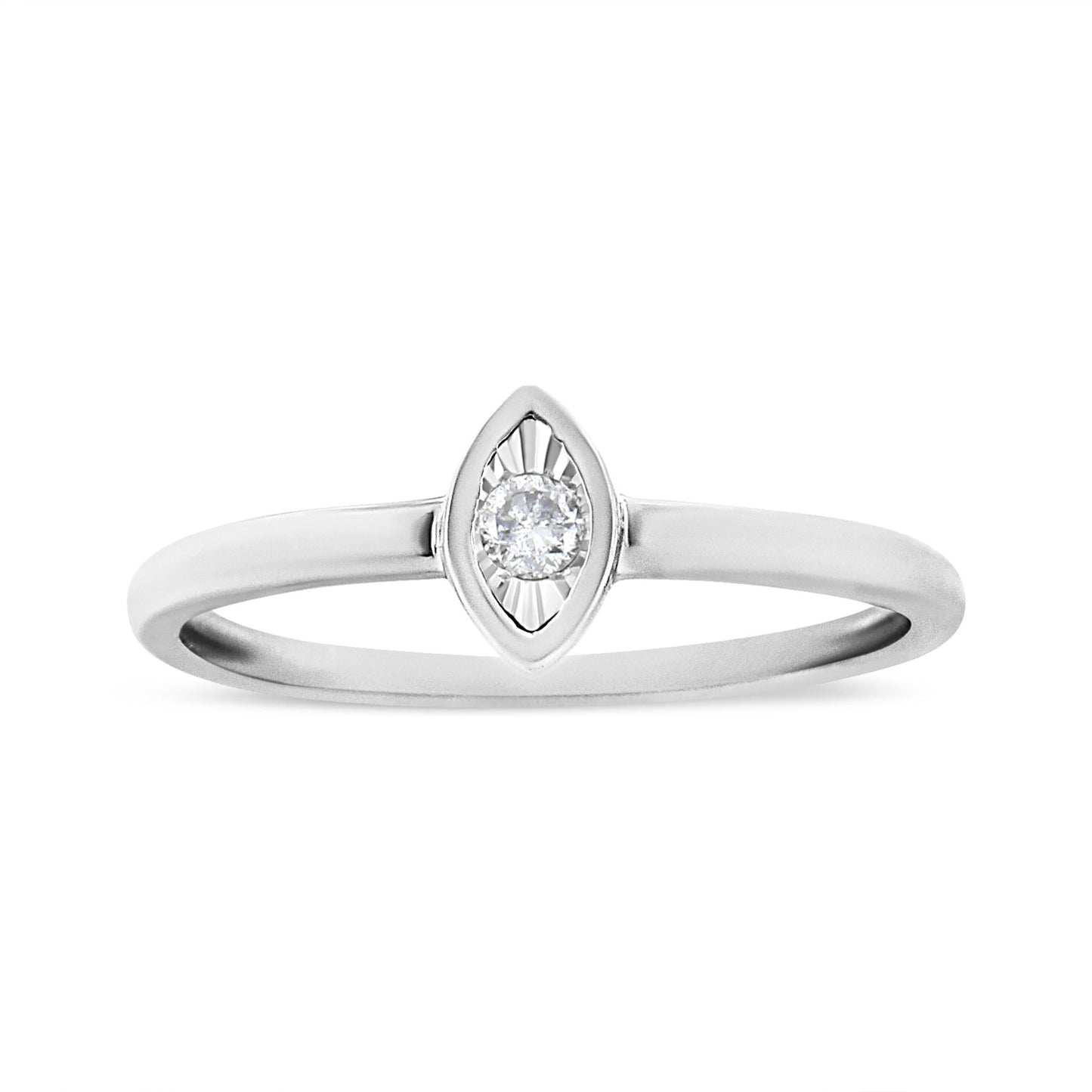 .925 Sterling Silver 1/20 Cttw Diamond Marquise Shaped Promise Ring (J-K, I1-I2)-1