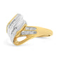 10K Yellow and White Gold 1/10 Cttw Baguette and Round-Cut Diamond Bypass Ring (I2 Color, H-I Clarity)-1