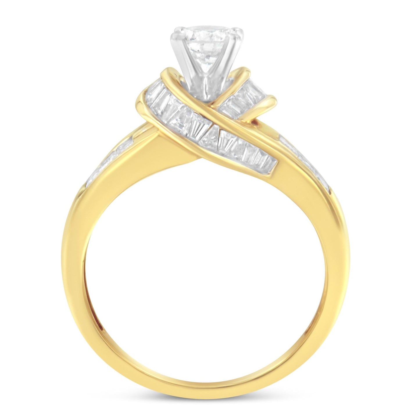 14K Two-Toned Gold Round, Baguette and Princess Cut Diamond Ring (1 1/8 Cttw, H-I Color, SI2-I1 Clarity)