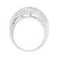 .925 Sterling Silver 1.0 Cttw Channel Set Alternating Round and Baguette Diamond Cross-over Bypass Ring Band (I-J Color, I2-I3 Clarity)-1