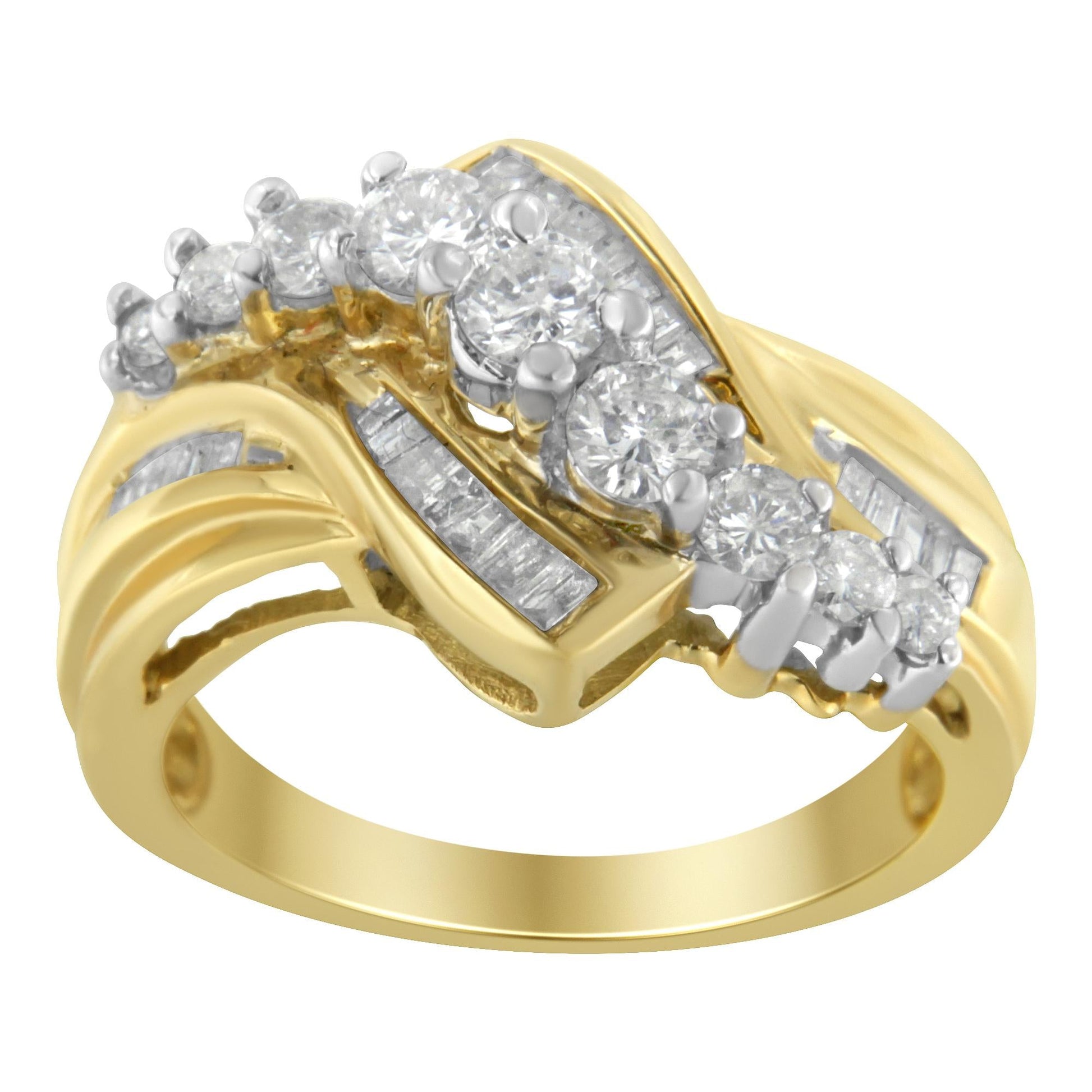 10K Two-Toned Diamond Bypass Ring (1 Cttw, H-I Color, SI2-I1 Clarity)-1