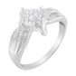 10K White Gold 1/3 Cttw Princess and Baguette Cut Diamond Bypass Style Cocktail Ring (I-J Color, I1-I2 Clarity)-1