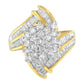 10K Yellow Gold Round and Baguette Diamond Swirl Ring (2.0 Cttw, J-K Color, I2 Clarity)-1